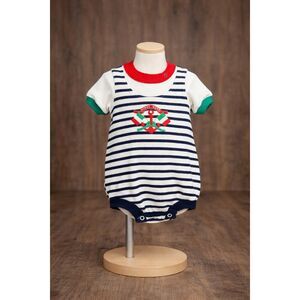 Baby 6-9 Mo Nautical Sailor Romper Anchor Striped One Piece Outfit Buster Brown